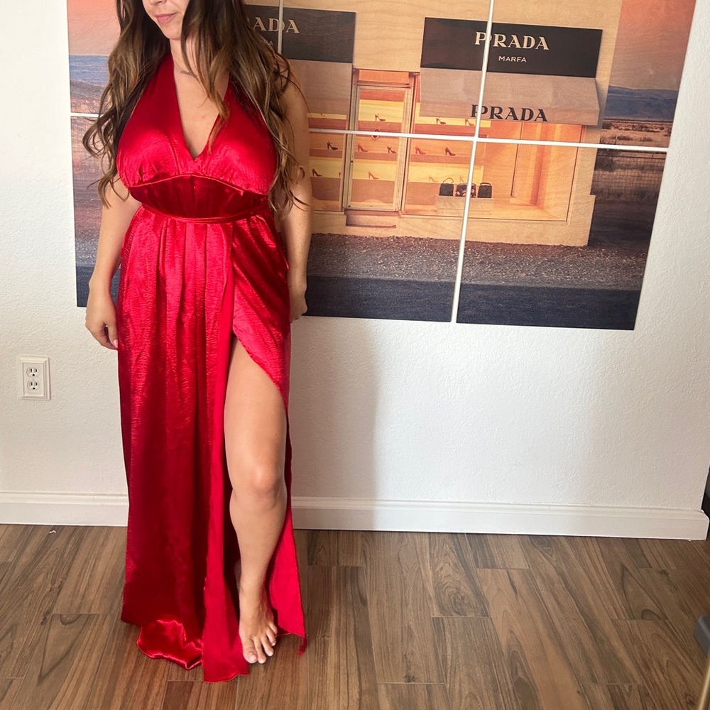 Satin red  gala dress
